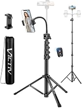 🤳【Portable Tall Tripod】Phone tripod weight only 584g, folding size is 17", less storage space compared to other tripods, easy to carry perfect for travelling. Phone tripod Height-adjustable, maximum height 77" (with gooseneck), not only suitable for ...