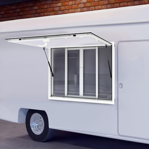 Food Trucks Concession Window, Stand Trailer Serving Window with 4 Screens, Wall Mounted Food Truck Service Window, Serving Window for Food Trucks, Concession Stands, 50