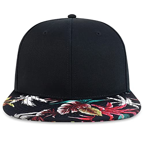 Image of Armycrew Hawaiian Hibiscus Floral Print Flat Bill Snapback Oversized 2XL Cap