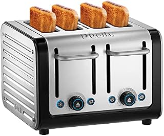 Dualit 46505 Architect 4 Slice Toaster | Brushed Stainless Steel with Black Trim | Extra-Wide Slots  Peek and Pop Function  Patented Perfect Toast Technology  Matching Kettle and Sandwich Cage Available