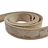 KIDENEI 1.5"x45" Import Leather Strap with Pattern Engraving, 9-10 oz (3.6-4.0mm) Italy A Grade Vege