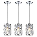 Modern Crystal Pendant Light Fixture 3-Pack Chrome Finish Hanging Lighting Crystal Chandelier for Kitchen Island