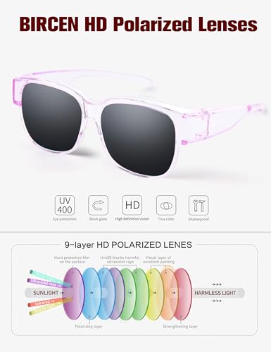Image of Bircen Polarized Mens Sunglasses: UV Protection Black Blue Shades for Men Sport Driving with Al-Mg Metal Frame