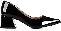 Sapato Scarpin Feminino Flávia Verniz JJOJO Salto Medio Grosso 7cm
