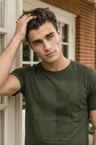 Image of Louis Philippe Men's Slim Fit Signature Graphic Print Premium Breathable Cotton, All Day Comfort Half Sleeve Crew Neck Tshirt