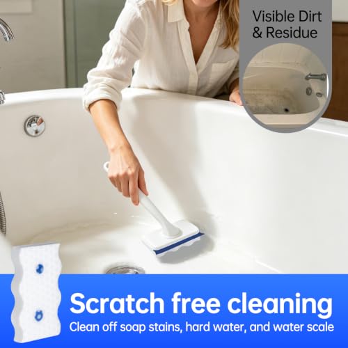 Image of Shower and Tub Scrubber Refills Compatible with Mr. Clean, 4 Pack | Magic Eraser Bathroom Cleaning Refills, All-in-One Soap Scum Remover, Built-In Cleaning Formula, Easy to Use, Great for Homes