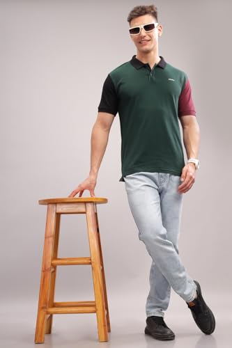 Image of ADRO Men's 100% Cotton Regular Fit Polo T-Shirt
