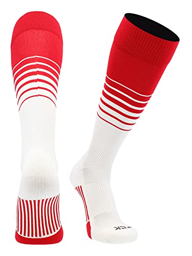 Image of TCK Elite Breaker Striped Socks | Over-the-Calf Soccer Baseball Softball Socks | Extra Stretch for Shin Guards | USA Made