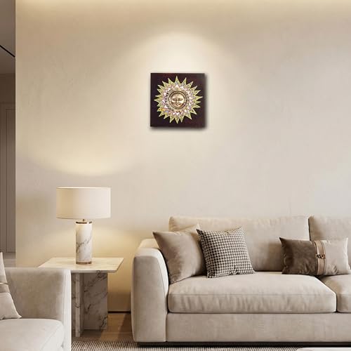 Image of Surya Wall Accent with beautiful Brass Sculpture of Surya Dev | Handcrafted Wall Art for Home Decor & Office Spaces