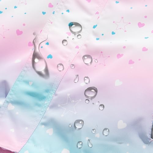 Image of MGEOY Boys Girls Rain Jacket Lightweight Waterproof Hooded Fleece Lined Raincoat Windbreakers for Kids
