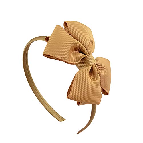 Lovefairy Girl's Fashion Pure Color Bowknot Headband Multicolor Optional for Travel Photography Daily Life (Light Coffee)