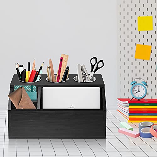 Aktop Wooden Hair Tool Organizer - Blow Dryer Holder, Hair Styling Tools & Accessories Organizer, Bathroom Vanity Countertop Storage For Hair Dryer, Flat Irons, Curling Irons - Hold Hot Tools, Black #TOP3