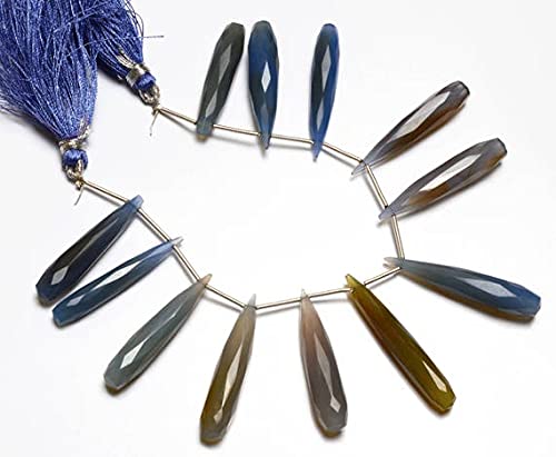 Chalcédoine naturelle multicolore facettée en perles gouttes briolettes 33-35mm pour loisirs créatifs