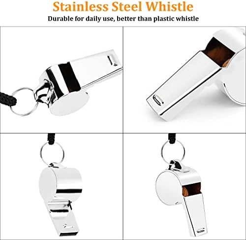 Giveet Metal Whistles with Lanyard, Stainless Steel and Durable, Extra loud Referee Coach Whistles for Football, Basketball, Soccer, School, Lifeguard Emergency and More