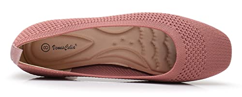 Venuscelia Women's Flexible Knit Flats Shoe (6 M Us,Mauvepink) #TOP4