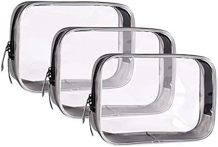3 Pack Clear Toiletry Bag,Cosmetic Storage Bag,TSA Approved Airline Compliant Bag,Travel Makeup Bag, Packing bag for Business Trip(BLACK) 1 3 Pack Clear Toiletry Bag,Cosmetic Storage Bag,TSA Approved Airline Compliant Bag,Travel Makeup Bag, Packing bag for Business Trip(BLACK)