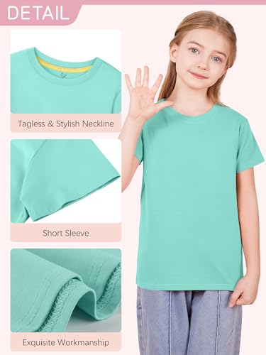 4 Pack Girls Shirts Cotton Short Sleeve Shirts for Girls Kids T-Shirts Tees Summer Tops3