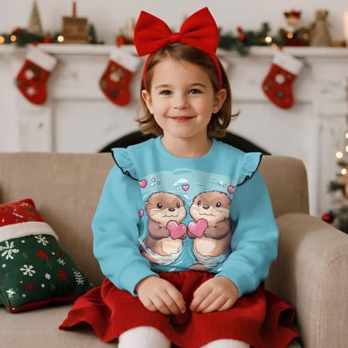 WELLFLYHOM Shirts Top for Girls 1-8T Long Sleeve Sweatshirts Pullover Shirt Graphic Sweater Top for Fall Winter Spring2