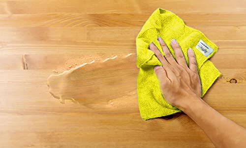 Image of SOFTSPUN Microfiber Cleaning Cloths, 40X60 cms 5 pcs Towel Set 340 GSM Yellow. Highly Absorbent Lint and Streak Free Multipurpose Wash Cloth for Kitchen Car Window Stainless Steel Silverware.