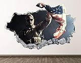 West Mountain Soldier Wall Decal Art Decor 3D Smashed US Military Sticker Poster Kids Room Mural Custom Gift BL434 (30