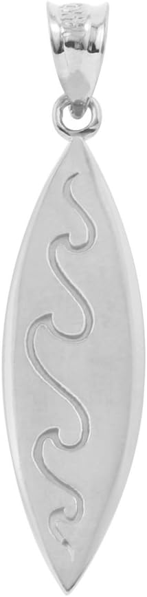 Fine 925 Sterling Silver Ocean Waves Surfboard Pendant