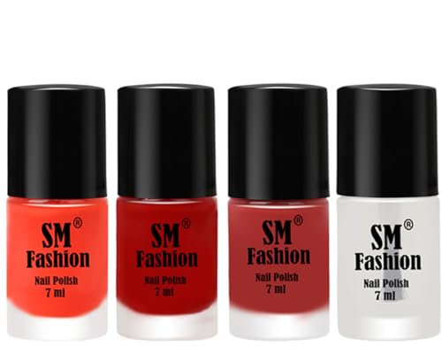 Image of Nail Polish Combo Set (Pack of 4) Quick Dry Gel Finish Nail Paint | Light Orange,Orange,Dark Peach,Top Coat | 7 ml Each