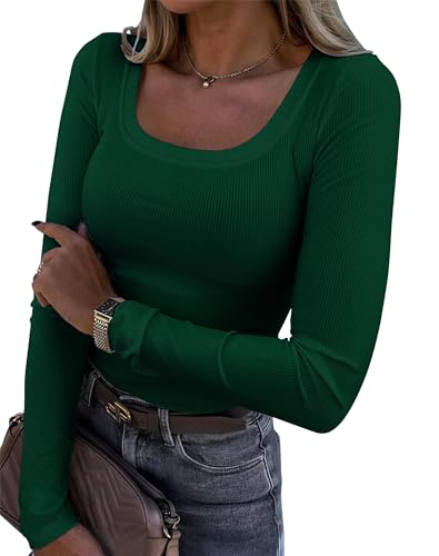 Roselux Womens Long Sleeve Scoop Neck Ribbed Knit...