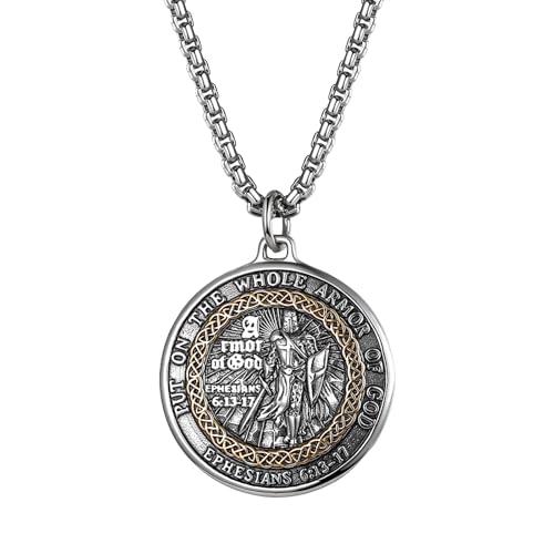 Amulette religieuse chrétienne homme avec collier armure de Dieu