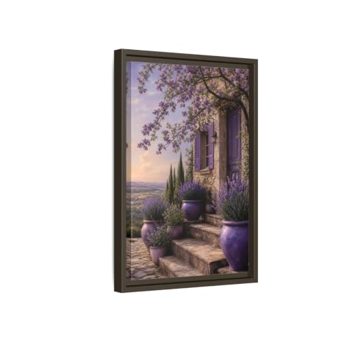 Toile lavande violette encadrée d'un châssis espresso premium de 3 cm