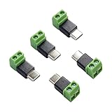 SEYUGOPTI 5 Stück USB C 2Pin Lötfreier Adapter, 5V USB-c-Schraubklemmen-Adapter für Tablets Kameras Spielzeug Kleingeräte etc, Crimp Klemmleiste Stecker, C-Anschluss