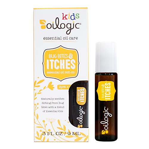 Oilogic Kids Bug Bites & Itches Roll-On Essential Oil - Gentle & Safe Aromatherapy Blend, 100% Pure Essential Oils (Tea Tree, Citronella & Spearmint Oil) Diluted With Castor & Jojoba Oil For Kids #TOP12