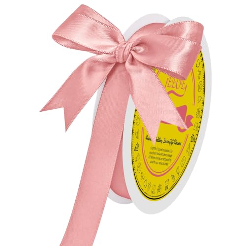 Image of Double Face Dusty Pink Satin Ribbon 5 /8 inch X 50 Yards Polyester Dusty Pink Ribbon for Gift Wrapping Very Suitable for Weddings Party Invitation Decorations and More