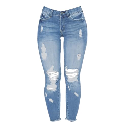 Butt Lifting Jeans for Women,Women's Skinny High Waisted Stretch Ripped Distressed Cropped Jeggings for Women3