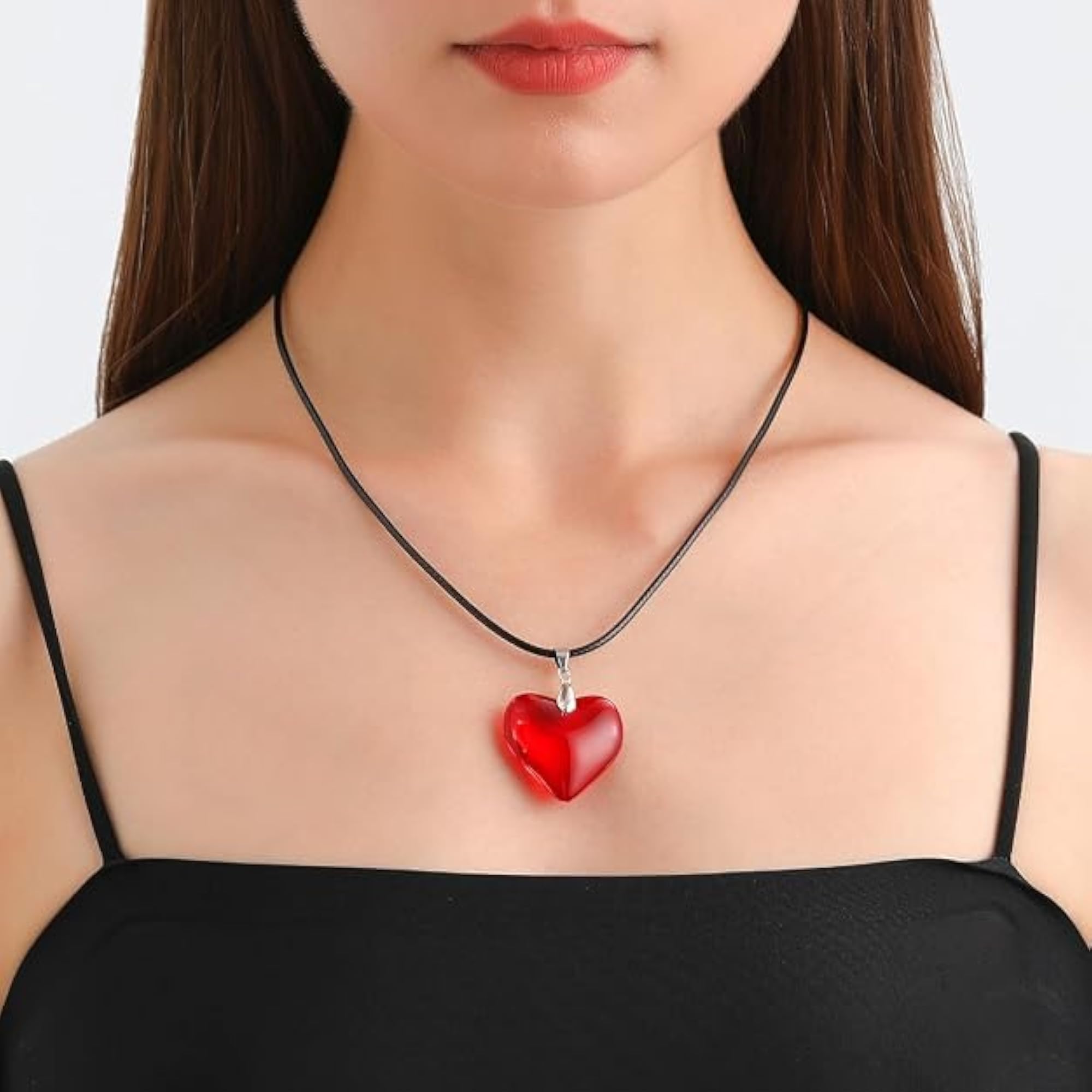 Red Heart Pendant Necklace for Women & Girls