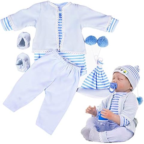 Reborn Baby Doll Clothes Boy 22 inch Cute 5 Pcs Sets Outfit Fits 20''- 23'' inch Reborn Dolls Newborn Baby Boy Clothes Cover