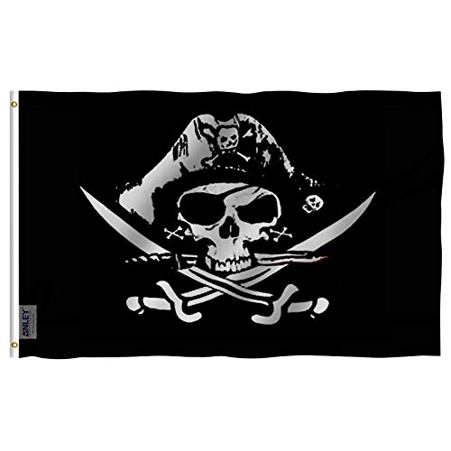 Anley Fly Breeze 3x5 Foot (90 X 150cm) Dead Man's Chest Flag - Vivid Color and UV Fade Resistant - Canvas Header and Double Stitched - Pirate Flags Polyester with Brass Grommets 3 X 5 Ft