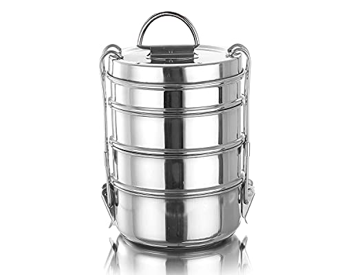 Image of BLeaf- Stainless Steel-4 Container Lunch /Tiffin Box-Food Grade 4 Tier (650ml)