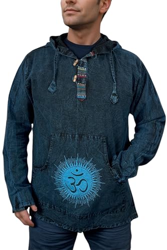 Agan Traders 2025 Spring Thick Cotton Henley Grandad Auspicious Symbols Printed Hoodie Mandarin Tunic Top Kurta Sweatshirt