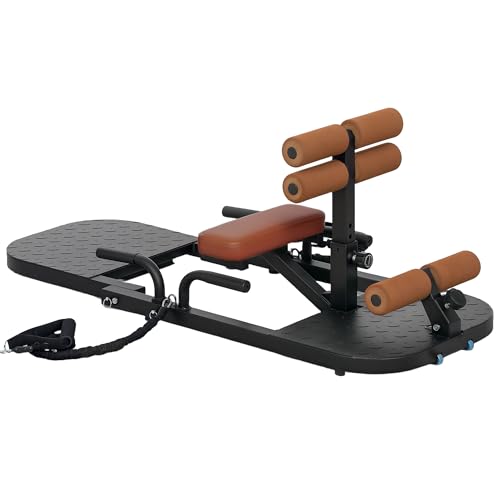 Soozier Foldable Sissy Squat Machine, Hip Thrust Machine with Push Up Stand and Wheels, Multipurpose Glute Workout Equipment for Home Gym, Black