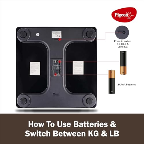 Image of Pigeon Opal Weighing Machine for Body Weight Machine| Digital Bathroom Scale for Weight Measurement| Weighing Scale with LCD Display| 36 Months Warranty, Black, 180 Kg