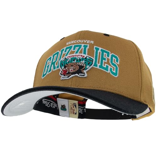 Mitchell & Ness Team Arch Cappellino da Baseball con Chiusura Classic Red Snapback - Vancouver Grizzlies (Marrone Chiaro/Nero)