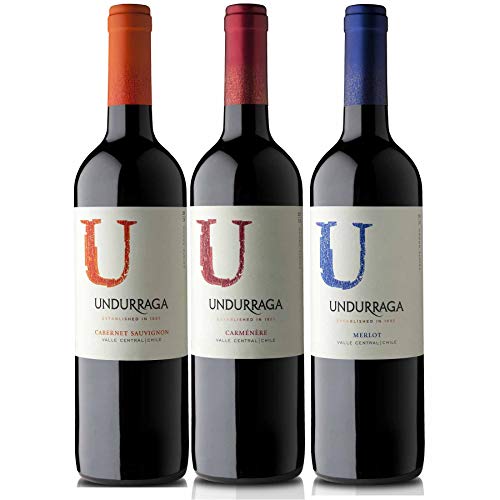Kit 3x Vinho Tinto Chileno Undurraga U Carmenere/Cabernet Sauvignon/Merlot 2019