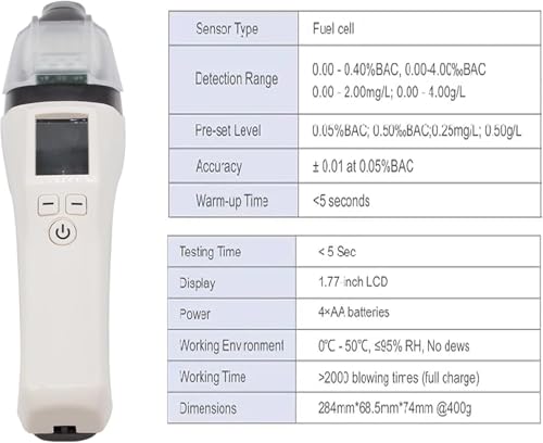 Image of LABART Portable Breathalyzer AT7000 Fast Test Accurate Breathalyzer LCD Breath Alcohol Detector for Police Road Breathalyzer Breathalyzer Breathalyzer