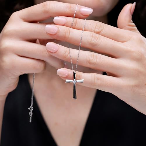 Angara Natural Diamond Pendant for Women | Round Diamond Cross Pendant Necklace in 14K Solid Gold/Platinum | April Birthday, Anniversary, Gemstone Jewellery Gift3