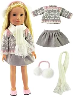 American Fashion World Pink Sweater Set for 14-Inch Dolls | Premium Quality & Trendy Design | Dolls Clothes | Outfit Fashions for Dolls for Popular Brands