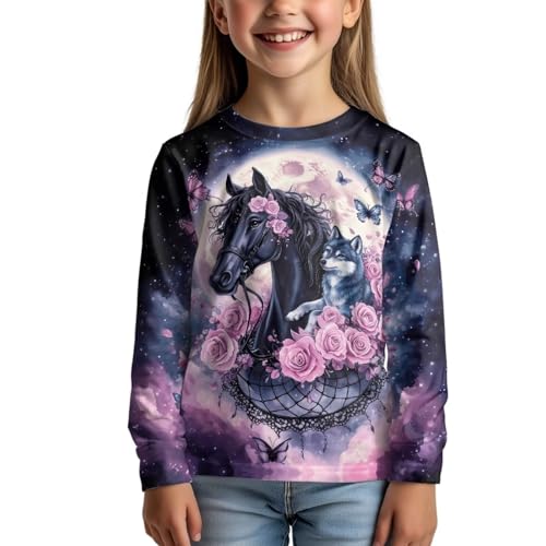Image of WELLFLYHOM Long Sleeve T-Shirt for Boys Girls 3-16 Years Old Tee Tops Crewneck Pullover Shirts Fall Outfits