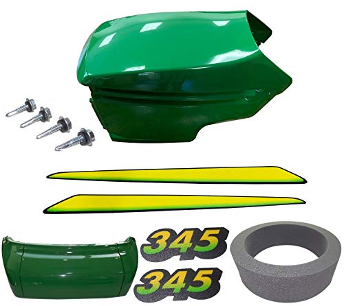 New Upper &Lower Hood/Bumper/Foam Isolator/LH&RH Stickers Fits John Deere 345 UP