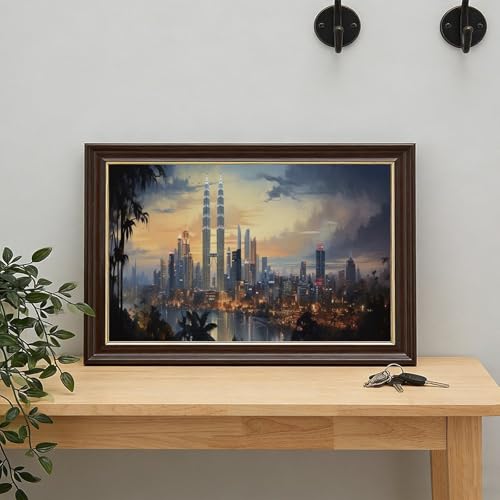 Tableau Kuala Lumpur 30x45 cm - Impression sur toile rétro vue nocturne - 7