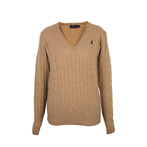 ラルフローレン ポロ レディース メリノウール カシミア Vネック ケーブルニット セーター [並行輸入品]