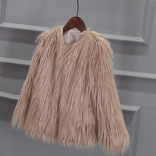 Girls Faux Fur Coat V-neck Fluffy Fleece Pullover Coat Winter Thick Warm Fashion Outfits Outwear Casual Soft Outwear2